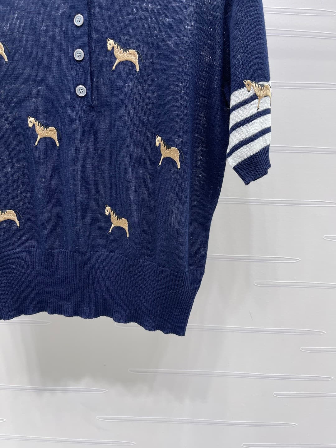 C18489 📣 New high-end collection/series featuring Thom Brown* 2026 – the latest spring collection! Vintage collared embroidered ponytail knitted short sleeves! Made using imported silk wool knitting yarn for a luxurious, soft and comfortable feel. Classic — image 6