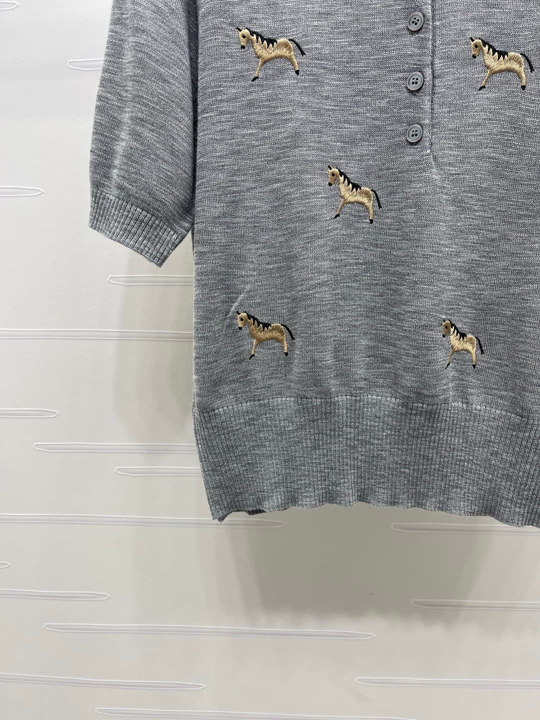 C18490 📣 New high-end collection/series with premium quality – Thom Brown* 2026: the latest spring collection! Crewneck embroidered ponytail knitted short sleeves! Made using imported silk-wool knitting yarn for a luxurious texture, softness, and comfort. — image 5
