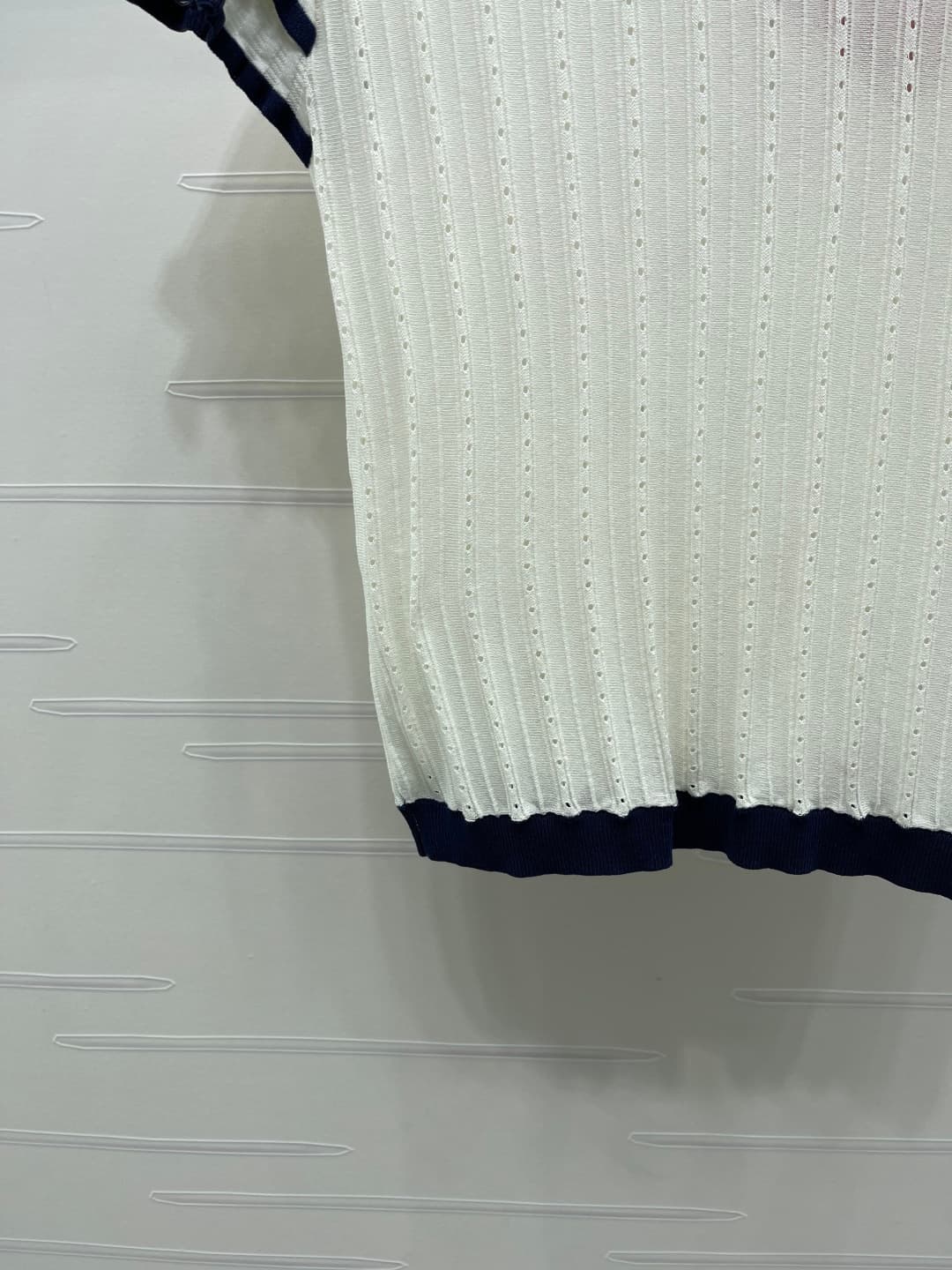 C18495 📣 New high-end collection/series – the latest spring collection by MiuMi*2026! Short sleeves with lace-knit openings and baby collar design! Custom silk-felt knitted material – soft, delicate, and highly elastic. Double-layered cuffs in contrasting — image 5