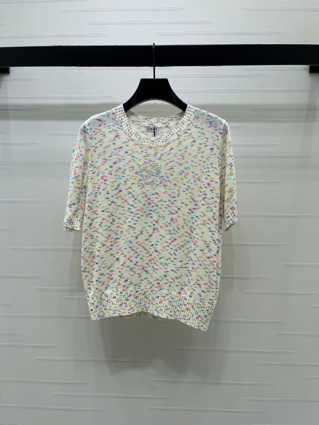 C18609 📣 New vintage/retro high-end quality Loew*2026 spring collection! Striped knitted short sleeves! Made with imported yarn for consistent color and dyeing, perfect texture, soft and comfortable. Round neck knitted short sleeves with alternating strip — image 2