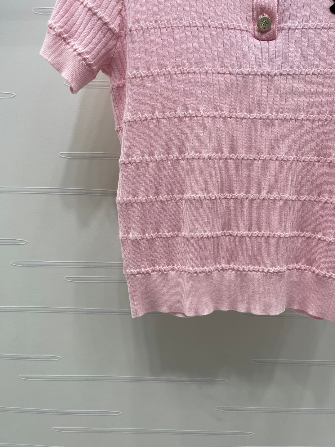C18502 📣 New high-end collection Chane* 2026 – the latest spring series! Knit V-neck short sleeves! Crafted with custom silk-wool yarn for a premium and comfortable feel. V-neck and short-sleeve design; fine knitting throughout the body. Side letter logo  — image 5