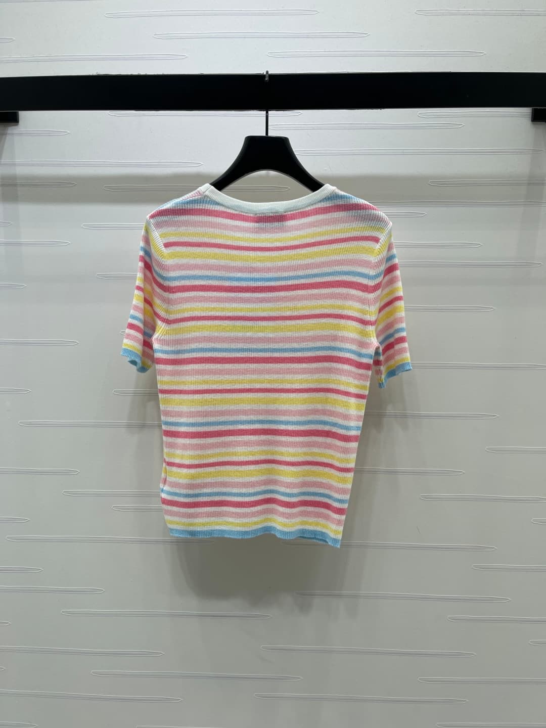 C18611 📣 New high-end quality products from CHANE* 2026 – the latest collection for spring/summer! Striped round-neck knitted short sleeves! Made from imported silk and fur knit material; soft and comfortable. Round-neck knitted design with colored stripe — image 8