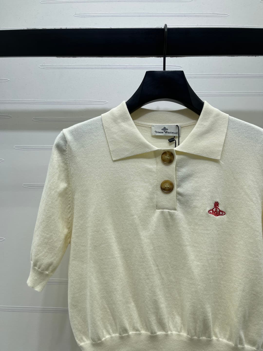 C18501 📣 New vintage/retro high-end items from VivieneWestwoo* 2026’s latest spring/summer collection! Vintage collared knitted short sleeves! Crafted with silk-fiber yarn for a soft, elastic, and delicate look. Exquisite collared short-sleeve style with  — image 4