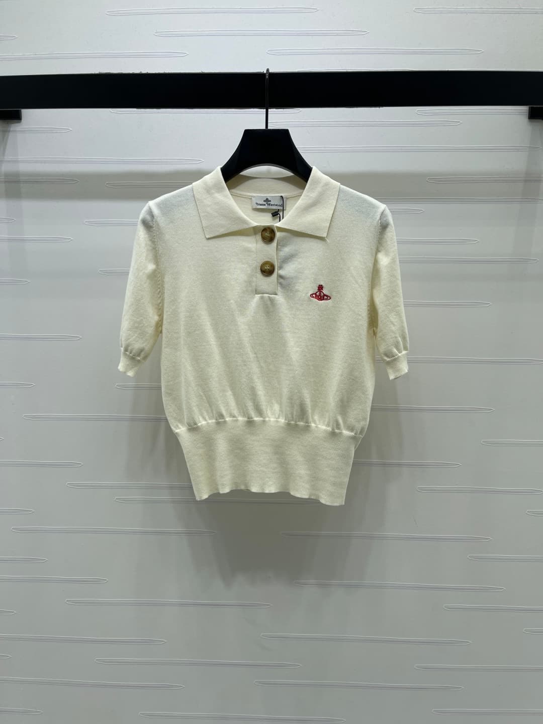 C18501 📣 New vintage/retro high-end items from VivieneWestwoo* 2026’s latest spring/summer collection! Vintage collared knitted short sleeves! Crafted with silk-fiber yarn for a soft, elastic, and delicate look. Exquisite collared short-sleeve style with  — image 2