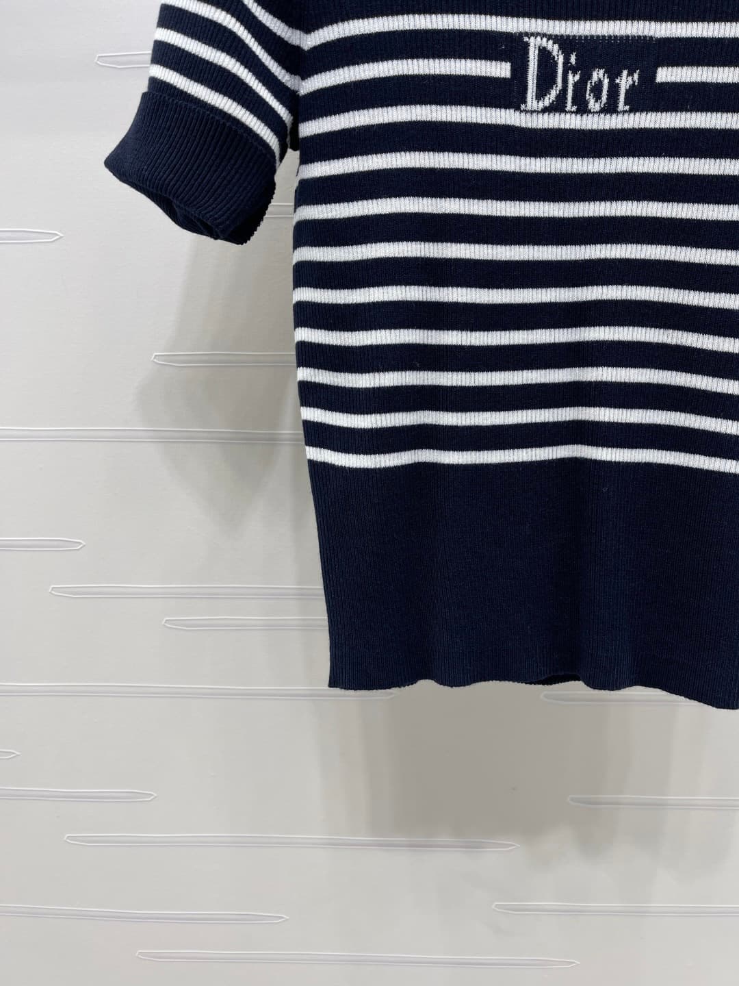 C18506 📣 New high-end collection! Dio* 2026 – the latest spring/summer series! Striped knitted short sleeves! Crafted with custom silk-wool yarn for a premium and comfortable feel. Knit-style short sleeves with lettering on the chest, highlighting the bra — image 5