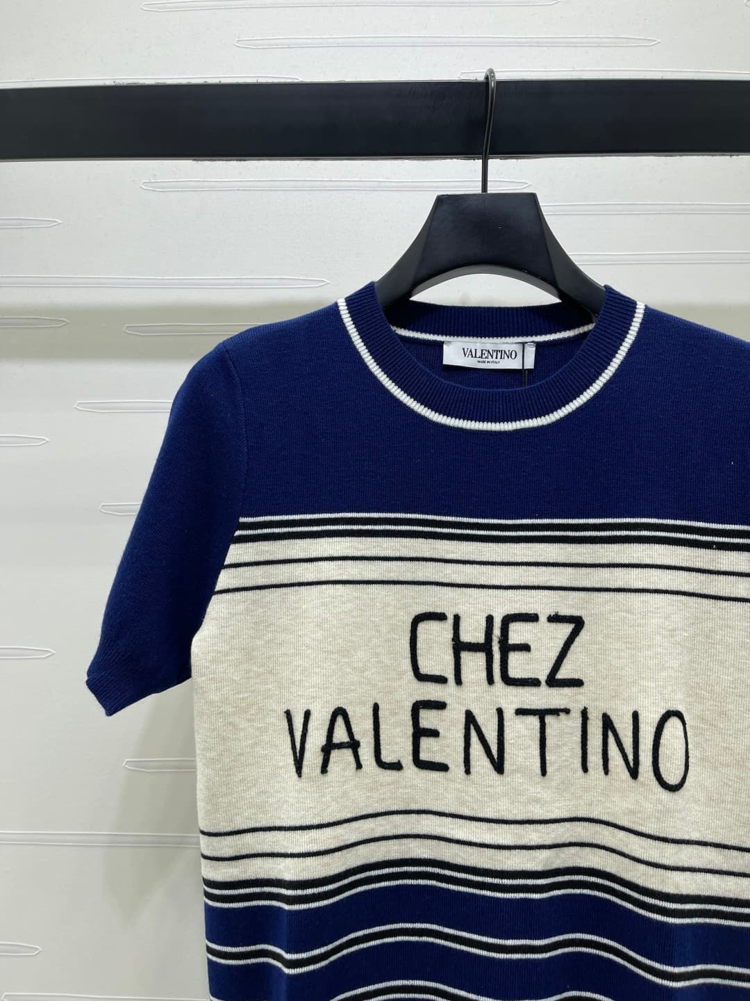 C18513 📣 New high-end collection/series from VALENTIN*2026 – the latest spring collection! Round-neck striped knitted short sleeves! Made of custom wool yarn, with a fine texture and comfort. Round-neck knitted cut, densely knitted throughout, with thread — image 3