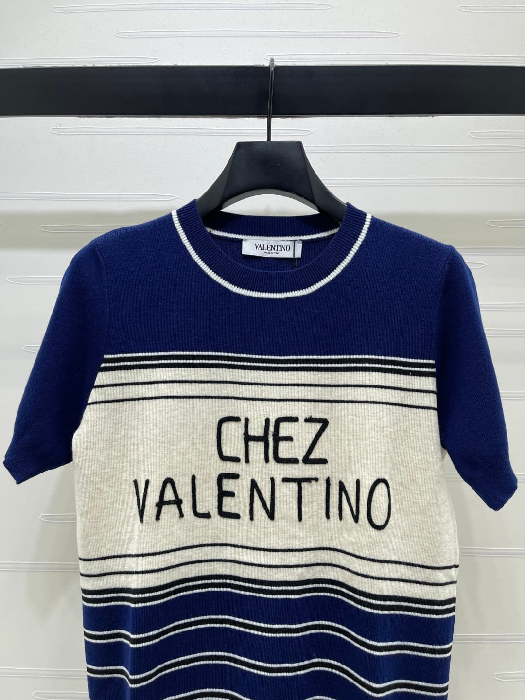 C18513 📣 New high-end collection/series from VALENTIN*2026 – the latest spring collection! Round-neck striped knitted short sleeves! Made of custom wool yarn, with a fine texture and comfort. Round-neck knitted cut, densely knitted throughout, with thread — image 4