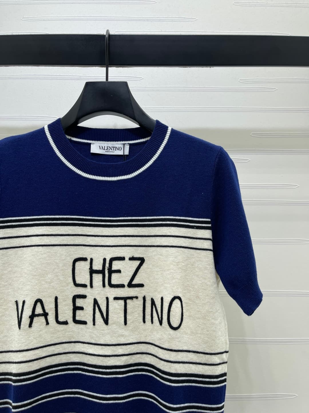 C18513 📣 New high-end collection/series from VALENTIN*2026 – the latest spring collection! Round-neck striped knitted short sleeves! Made of custom wool yarn, with a fine texture and comfort. Round-neck knitted cut, densely knitted throughout, with thread — image 2