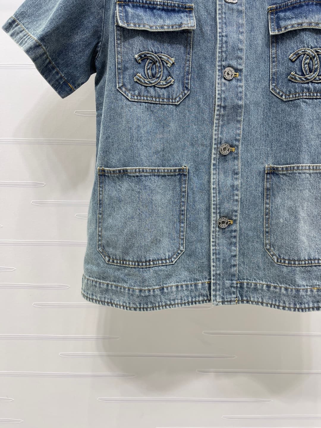 C18629 📣 New high-quality vintage/retro items from CHANE* 2026’s latest spring collection! Short-sleeved jacket with turn-down collar and denim fabric! Custom-made twill cotton denim material – comfortable, soft, breathable, and stylish. Features multiple — image 5