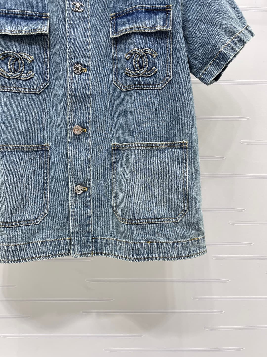 C18629 📣 New high-quality vintage/retro items from CHANE* 2026’s latest spring collection! Short-sleeved jacket with turn-down collar and denim fabric! Custom-made twill cotton denim material – comfortable, soft, breathable, and stylish. Features multiple — image 6