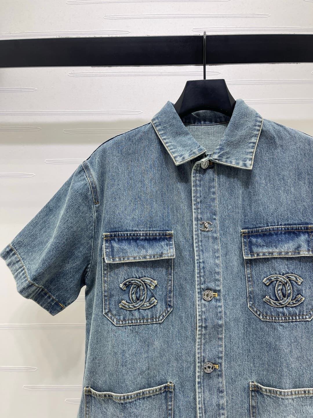 C18629 📣 New high-quality vintage/retro items from CHANE* 2026’s latest spring collection! Short-sleeved jacket with turn-down collar and denim fabric! Custom-made twill cotton denim material – comfortable, soft, breathable, and stylish. Features multiple — image 3