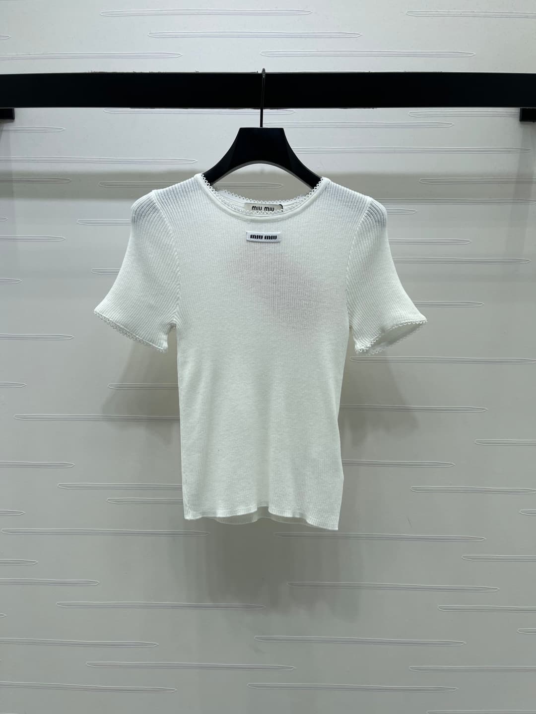 C18483 ❤️pp📣 New high-end products from the original collection! MiuMi*2026 – the latest spring/summer series! Knitted short sleeves with lace collars! Crafted using specialty silk-fiber yarn for a luxurious and comfortable feel. Round neckline with knitt — image 2