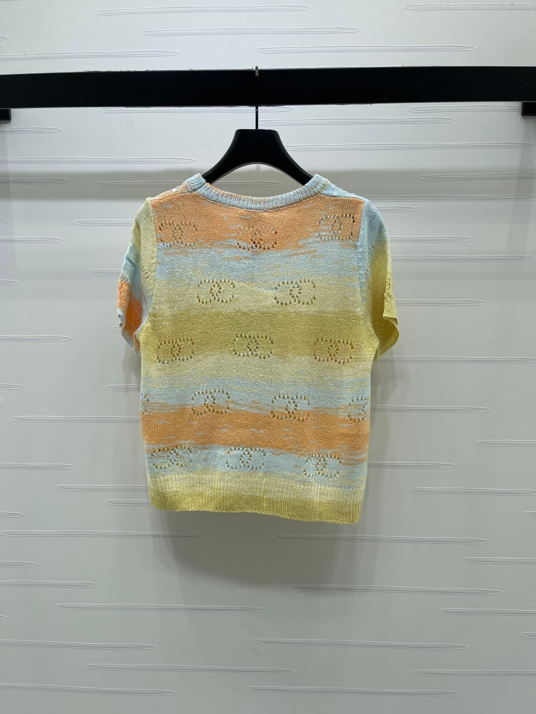 C18641 📣 New high-end collection/series – CHANE* 2026: the latest spring/summer collection! Knit short sleeves with gradient round collars! Made from custom cotton wool yarn for a premium and comfortable feel. Knit cut, with gradient stripes and sequin de — image 8