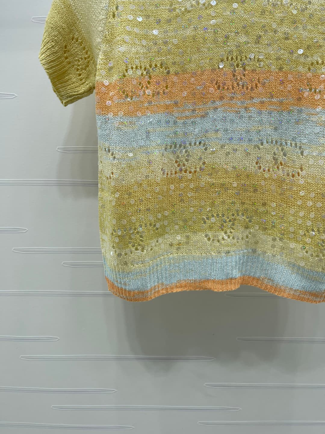 C18641 📣 New high-end collection/series – CHANE* 2026: the latest spring/summer collection! Knit short sleeves with gradient round collars! Made from custom cotton wool yarn for a premium and comfortable feel. Knit cut, with gradient stripes and sequin de — image 5