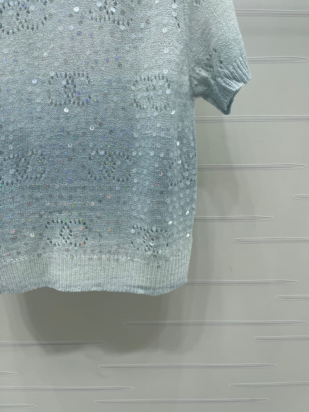 C18642 📣 New high-end collection from CHANE* 2026! Spring/summer latest series! Gradient round-neck knitted short sleeves! Made with custom cotton wool yarn for a premium and comfortable feel. Knitted short-sleeve design with gradient stripes and sequin d — image 6