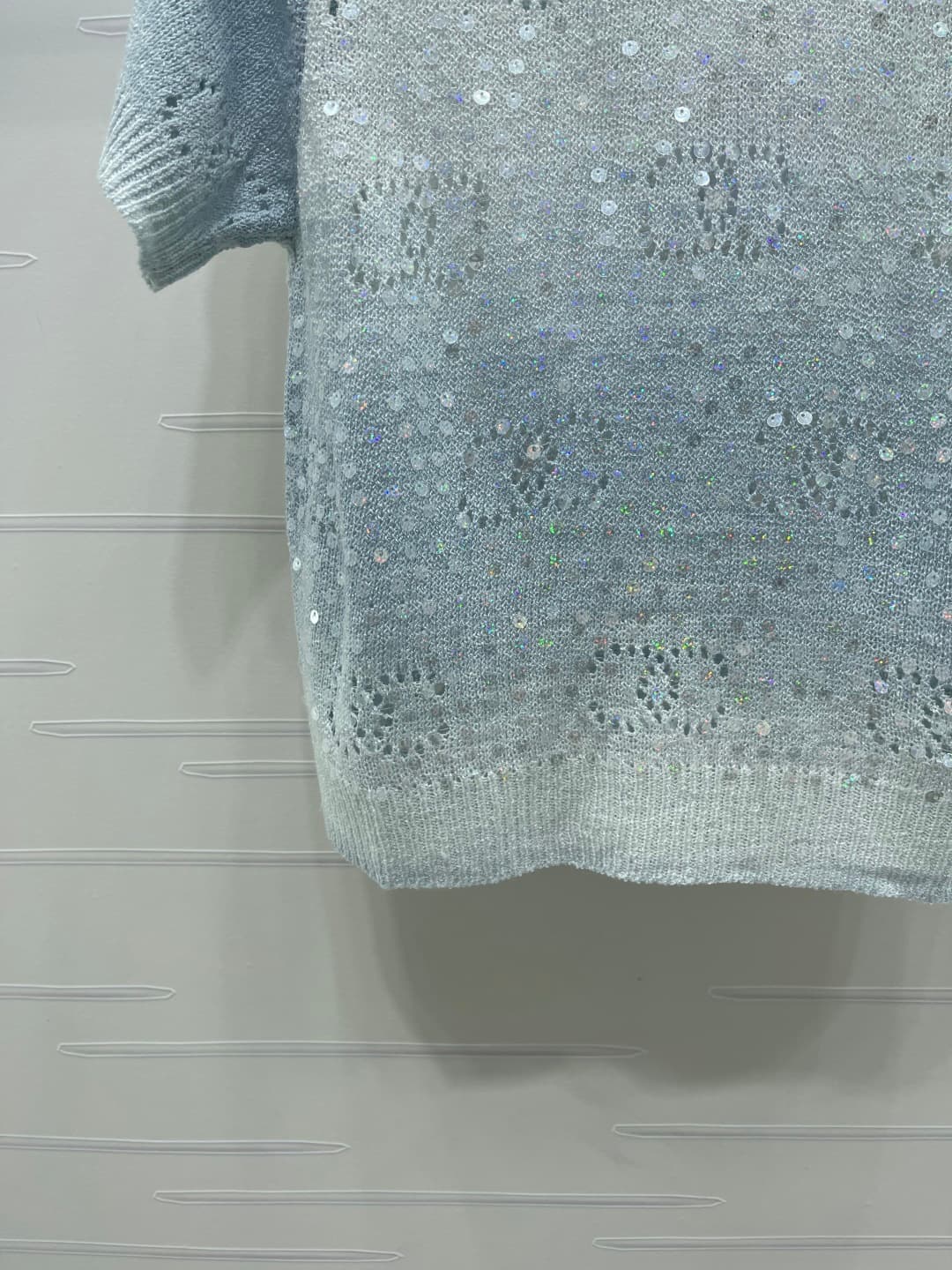 C18642 📣 New high-end collection from CHANE* 2026! Spring/summer latest series! Gradient round-neck knitted short sleeves! Made with custom cotton wool yarn for a premium and comfortable feel. Knitted short-sleeve design with gradient stripes and sequin d — image 5