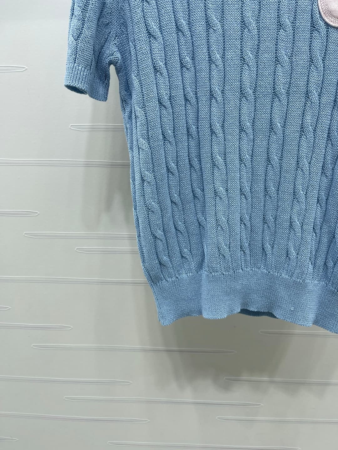 C18665 📣 New high-end collection/series with premium quality! embroidered knitted short sleeves! Made from imported yarn, offering comfort and a stylish look. The knitted short-sleeve top features a delicate knit pattern that gives a relaxed and gentle fe — image 5
