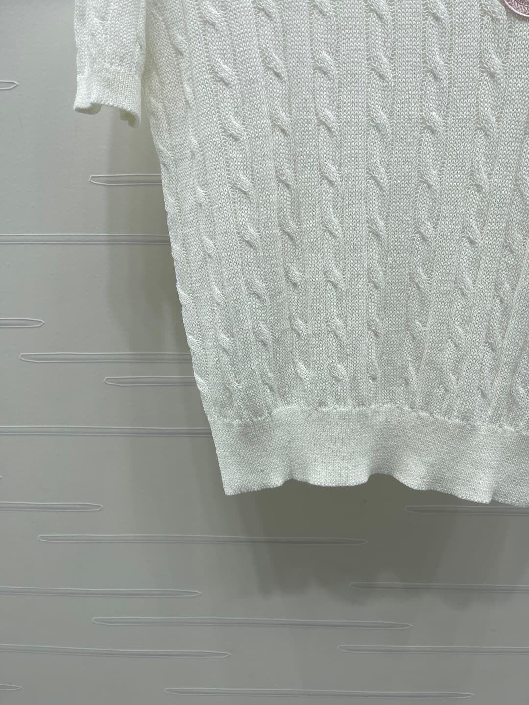 C18667 📣 New high-end collection/series with premium quality! Embroidered knitted short sleeves! Made from imported yarn, offering comfort and a stylish, soft texture. The knitted short-sleeve top features a unique knit pattern that gives a relaxed, elega — image 5