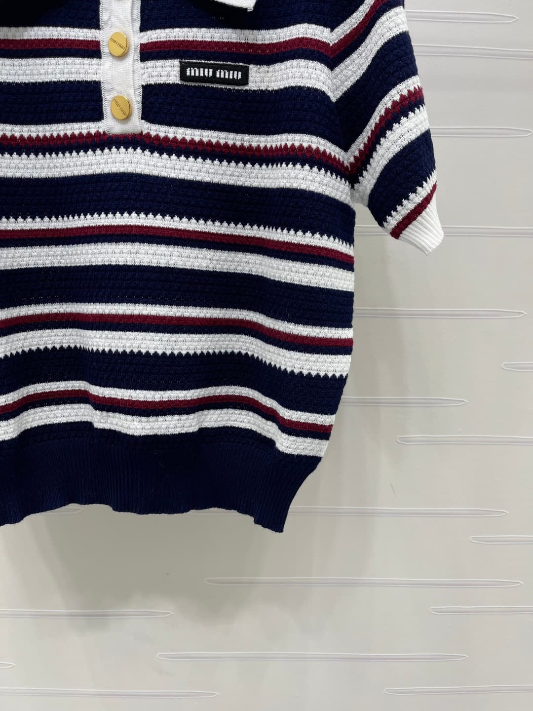 C18636 📣 New high-end collection/series – the latest spring collection by MiuMi*2026! Striped V-neck knitted short sleeves! Made from imported knitting yarn, offering a premium feel, comfort, and softness. The V-neck design with easy access for wearing an — image 6