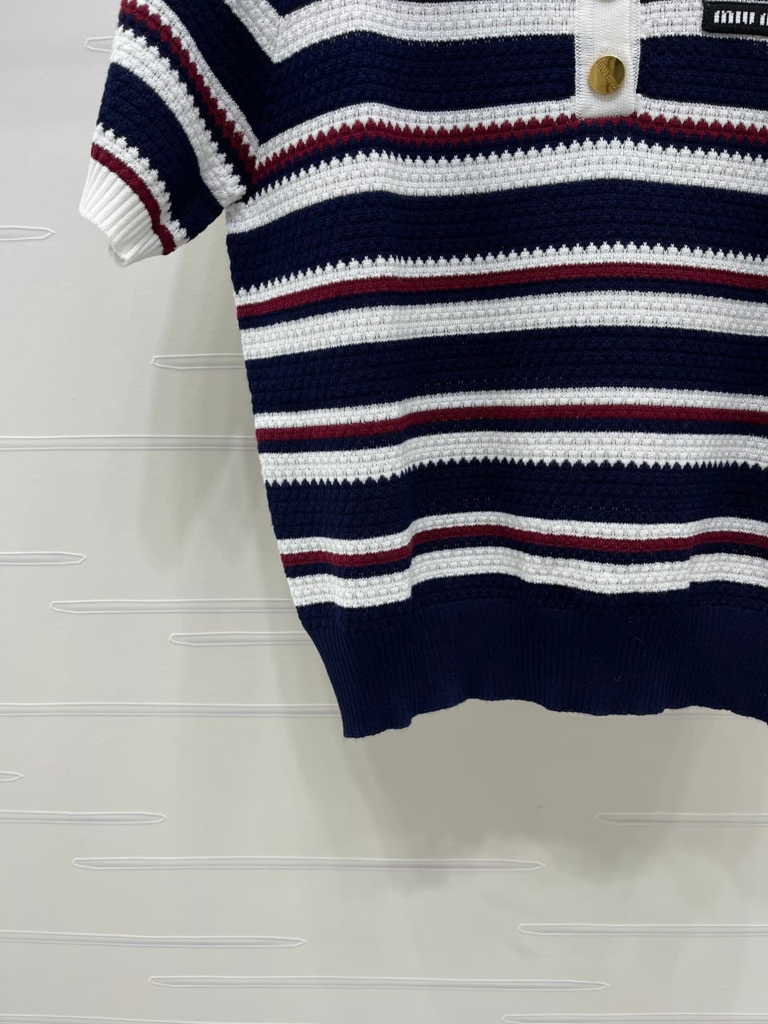 C18636 📣 New high-end collection/series – the latest spring collection by MiuMi*2026! Striped V-neck knitted short sleeves! Made from imported knitting yarn, offering a premium feel, comfort, and softness. The V-neck design with easy access for wearing an — image 5