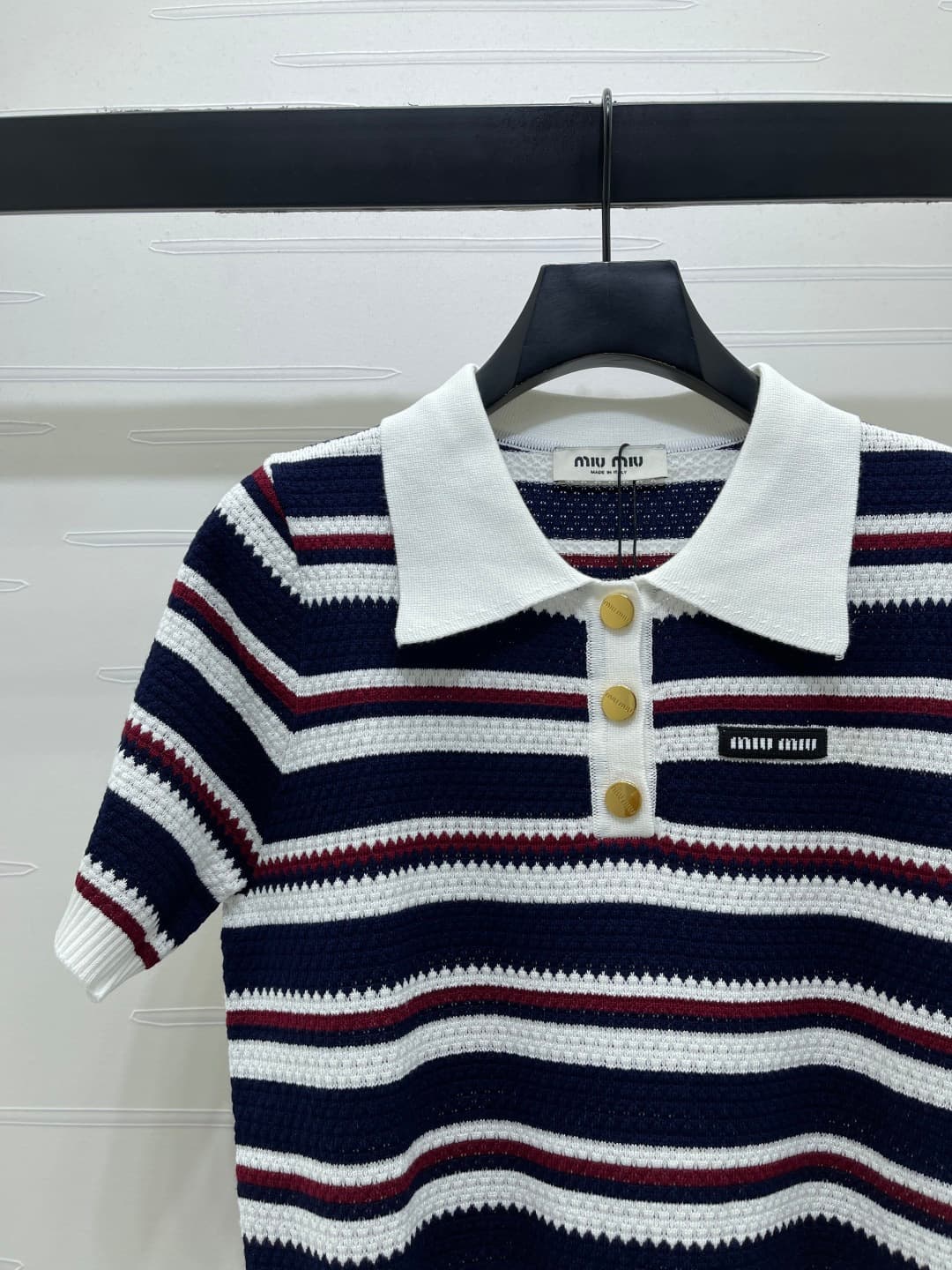 C18636 📣 New high-end collection/series – the latest spring collection by MiuMi*2026! Striped V-neck knitted short sleeves! Made from imported knitting yarn, offering a premium feel, comfort, and softness. The V-neck design with easy access for wearing an — image 3