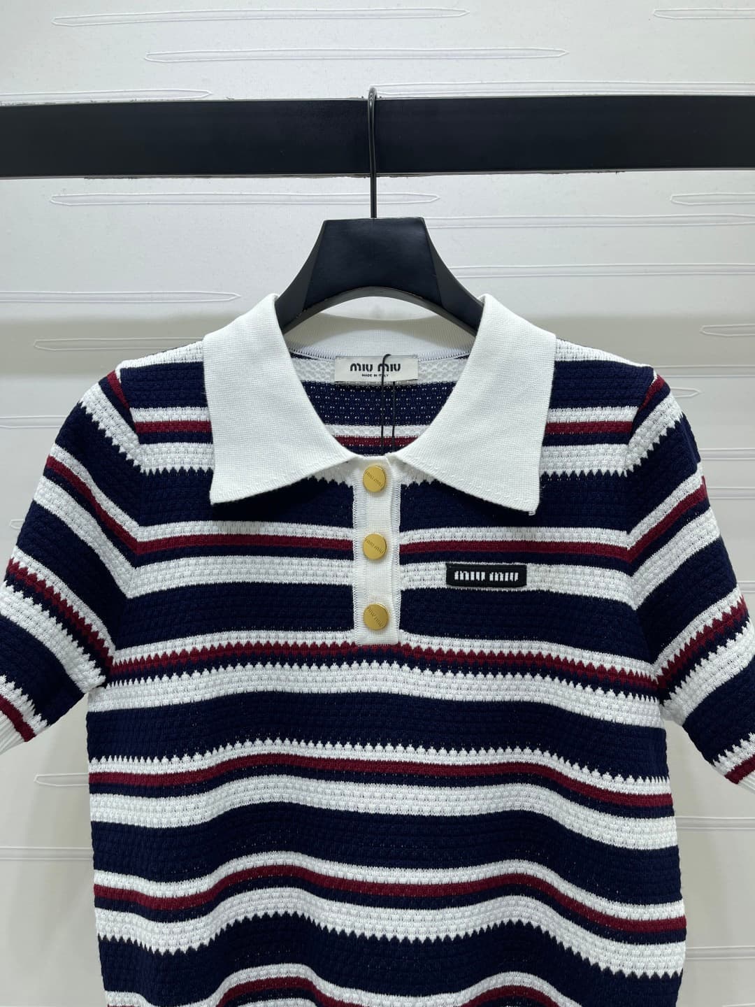 C18636 📣 New high-end collection/series – the latest spring collection by MiuMi*2026! Striped V-neck knitted short sleeves! Made from imported knitting yarn, offering a premium feel, comfort, and softness. The V-neck design with easy access for wearing an — image 4