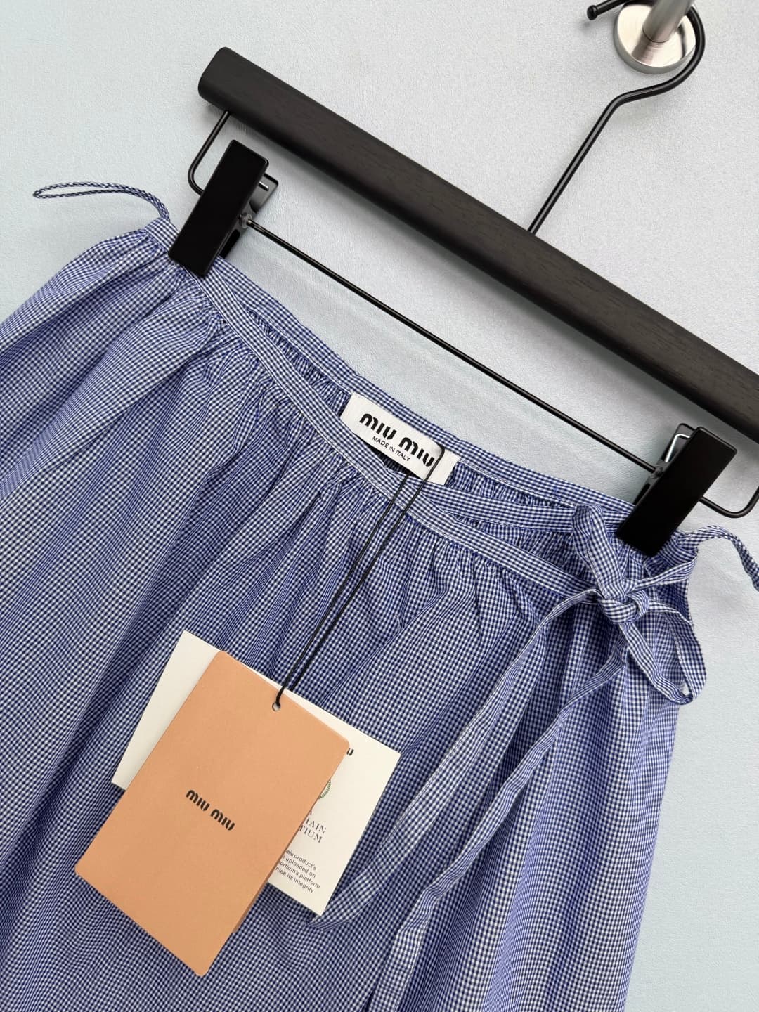 C18416 🔥🔥miumi*26 New vintage/retro blue-check pattern skirt with short length. Made of light blue and white fine check fabric, fresh and retro, with a spring-like atmosphere — image 2