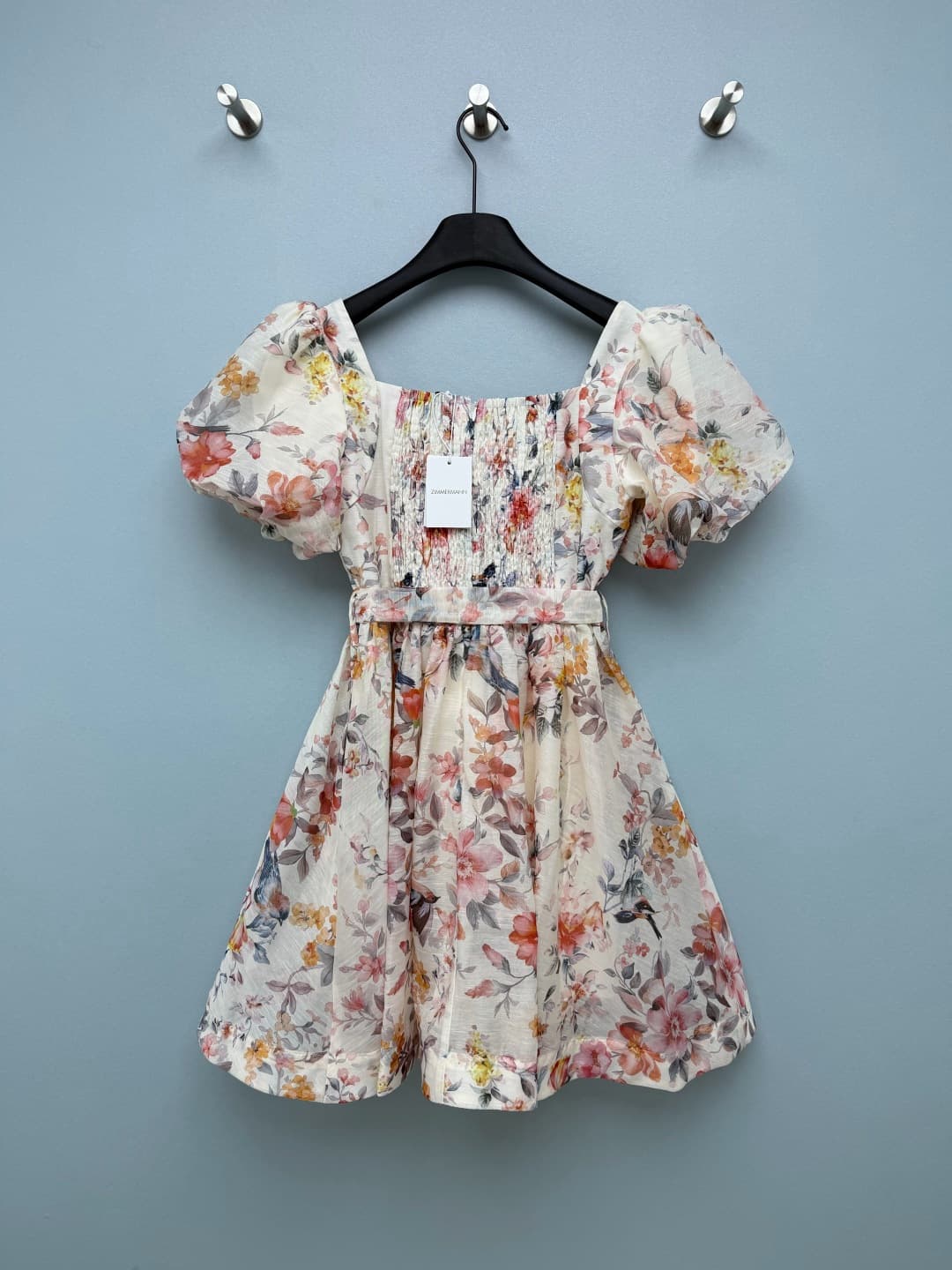C18324 🔥🔥 Zimmermann 26 Vintage/retro new dress with bird and flower patterns, square collar + bubble sleeves. The elegant collar reveals the delicate collarbones, while the short bubble sleeves refine the shoulders and effectively cover up the arm fat. I — image 8