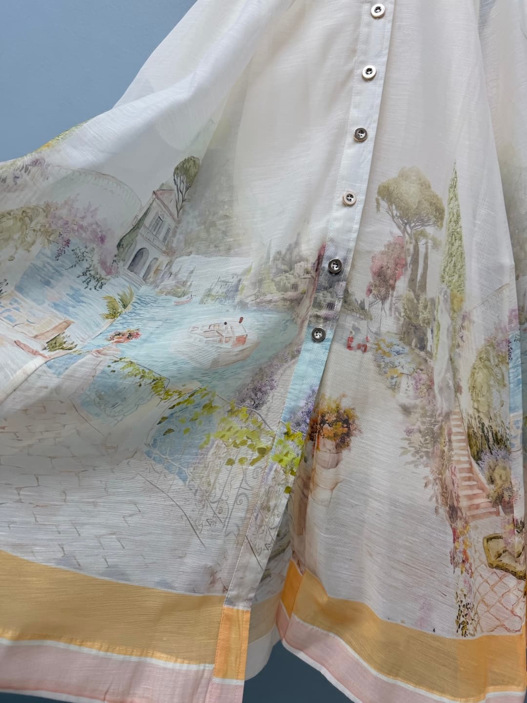 C18287 🔥🔥 Zimmermann 26 new vintage/retro nautical oil painting dress (long length). It features a romantic vacation-inspired design with vintage nautical elements. This dress combines French nautical styles and Impressionist oil painting prints, creating — image 6