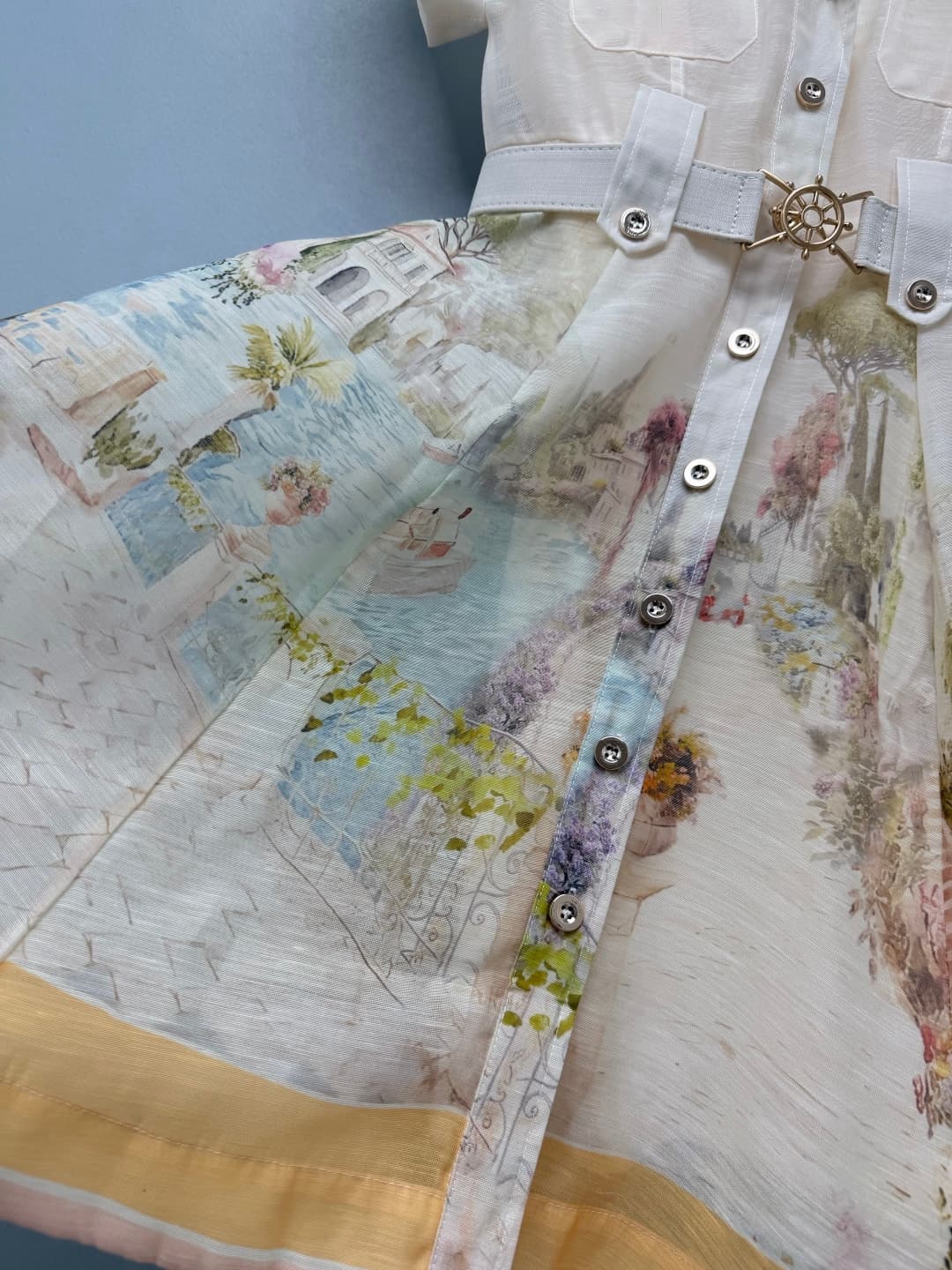 C18286 🔥🔥 Zimmermann 26 new vintage/retro nautical oil painting dress (short version). It features a romantic vacation-inspired design with vintage nautical elements. This dress combines French nautical style and Impressionist oil painting prints, creatin — image 7
