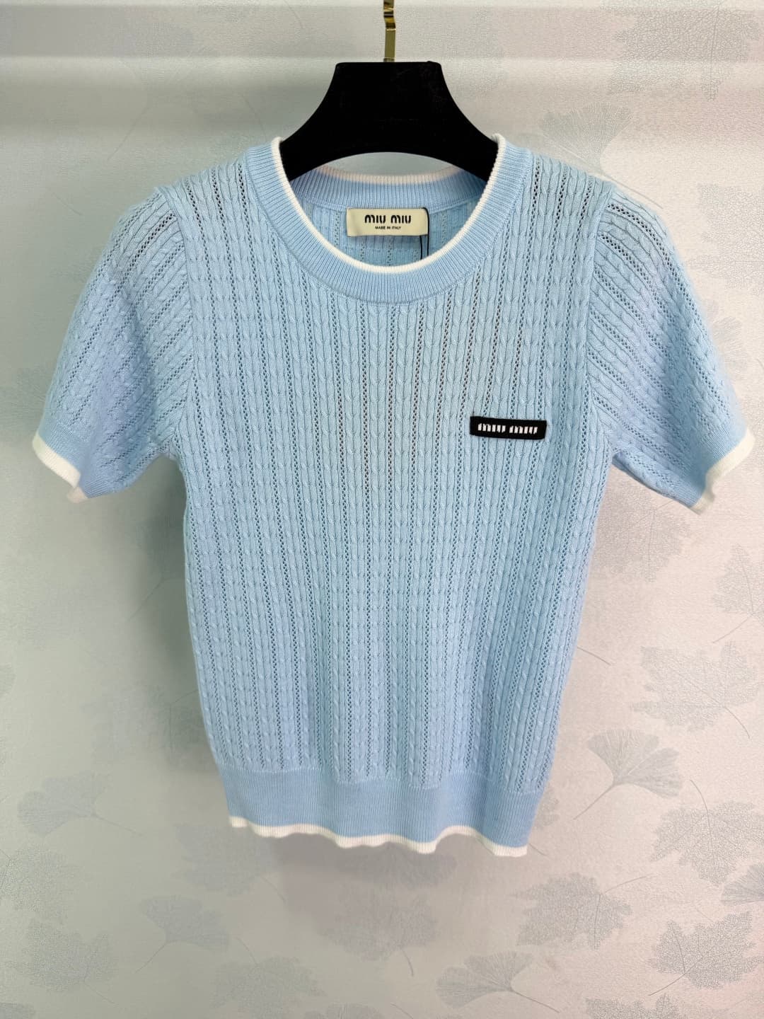 C18478 ❤️pp🆕Miu*26 – New spring/summer short sleeves with vertical patterns. Soft and breathable, extremely comfortable to wear in summer! The vertical pattern helps create a slimmer look and adds dimension to the outfit. Round neckline + contrasting edge — image 3