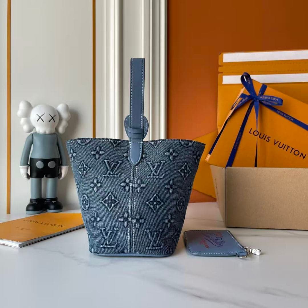 C4995 Upgraded Collection: M15130, M12925, M25543  
Embossed Denim – Louis Vuitton brings a lively and energetic vibe through the LV Romance elements. This All In BB handbag is introduced in the early autumn collection: 2025. The classic Monogram and Dami — image 3