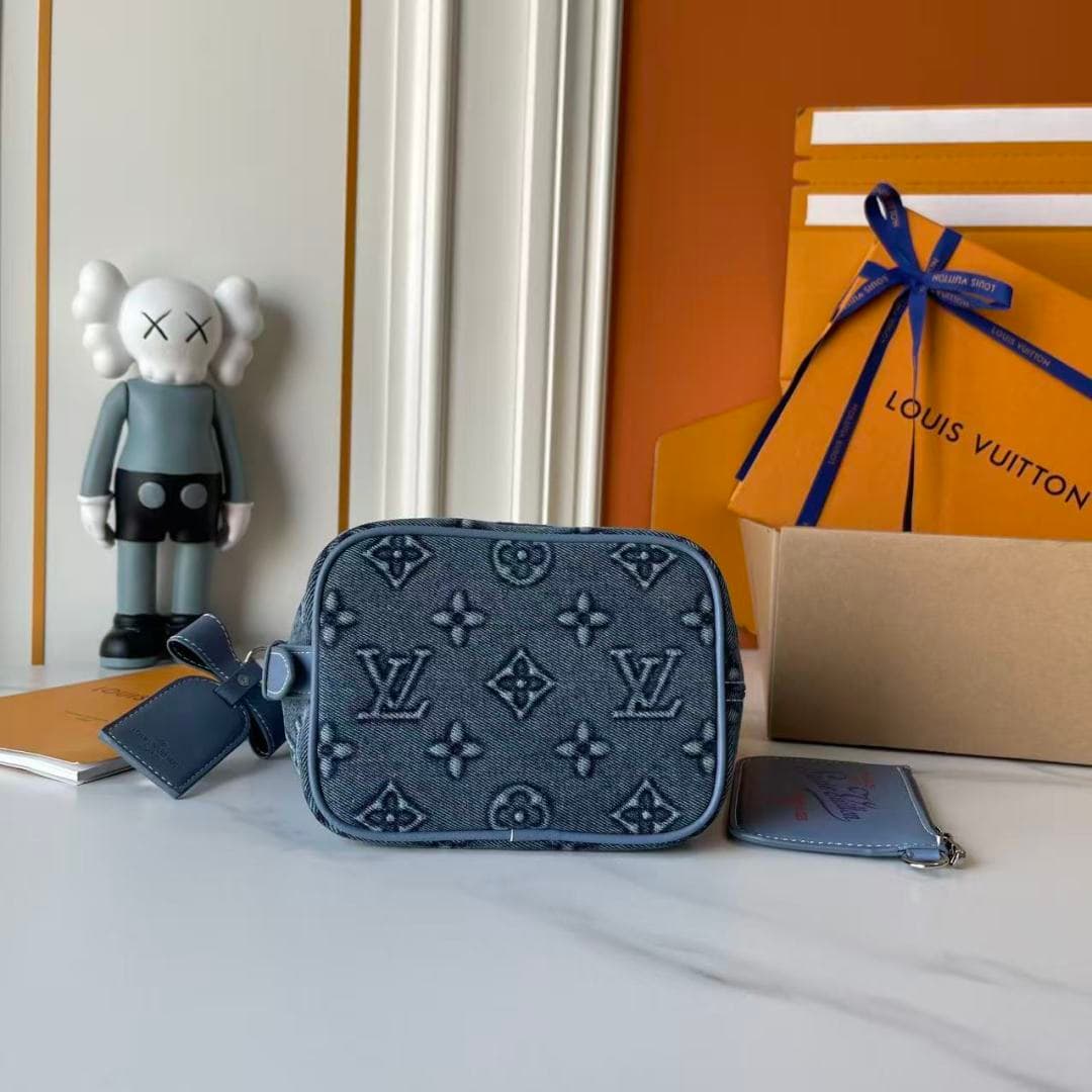 C4995 Upgraded Collection: M15130, M12925, M25543  
Embossed Denim – Louis Vuitton brings a lively and energetic vibe through the LV Romance elements. This All In BB handbag is introduced in the early autumn collection: 2025. The classic Monogram and Dami — image 4