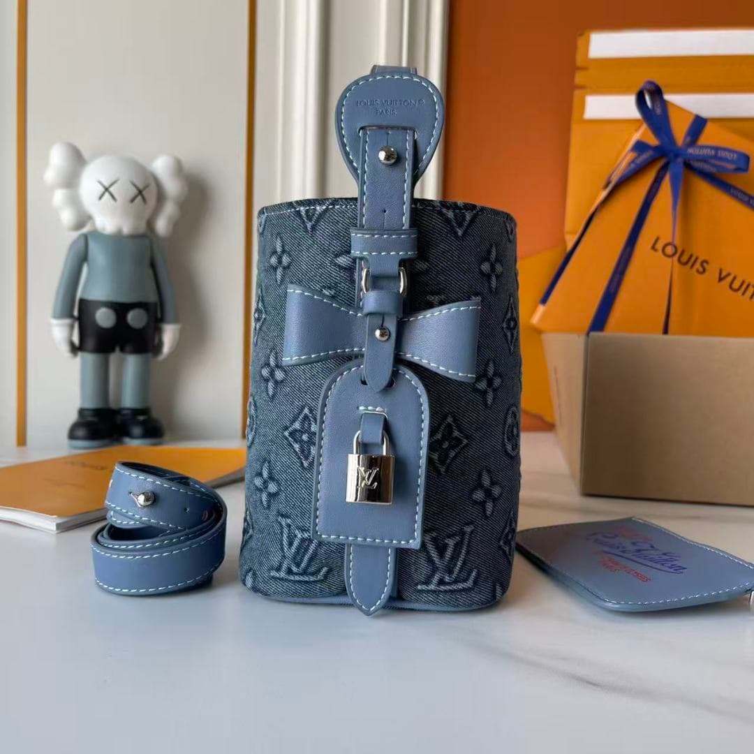 C4995 Upgraded Collection: M15130, M12925, M25543  
Embossed Denim – Louis Vuitton brings a lively and energetic vibe through the LV Romance elements. This All In BB handbag is introduced in the early autumn collection: 2025. The classic Monogram and Dami — image 6