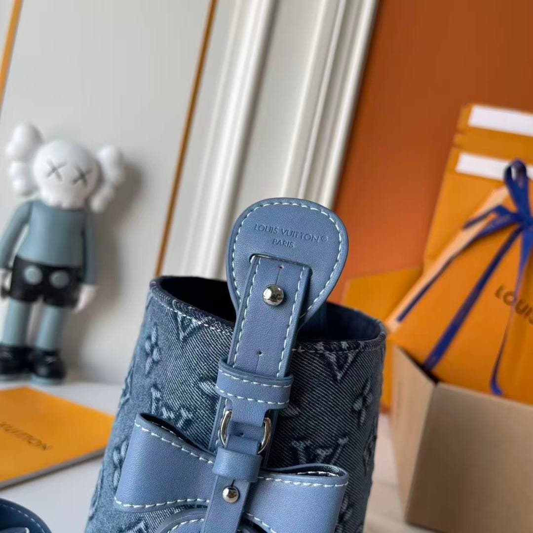 C4995 Upgraded Collection: M15130, M12925, M25543  
Embossed Denim – Louis Vuitton brings a lively and energetic vibe through the LV Romance elements. This All In BB handbag is introduced in the early autumn collection: 2025. The classic Monogram and Dami — image 7
