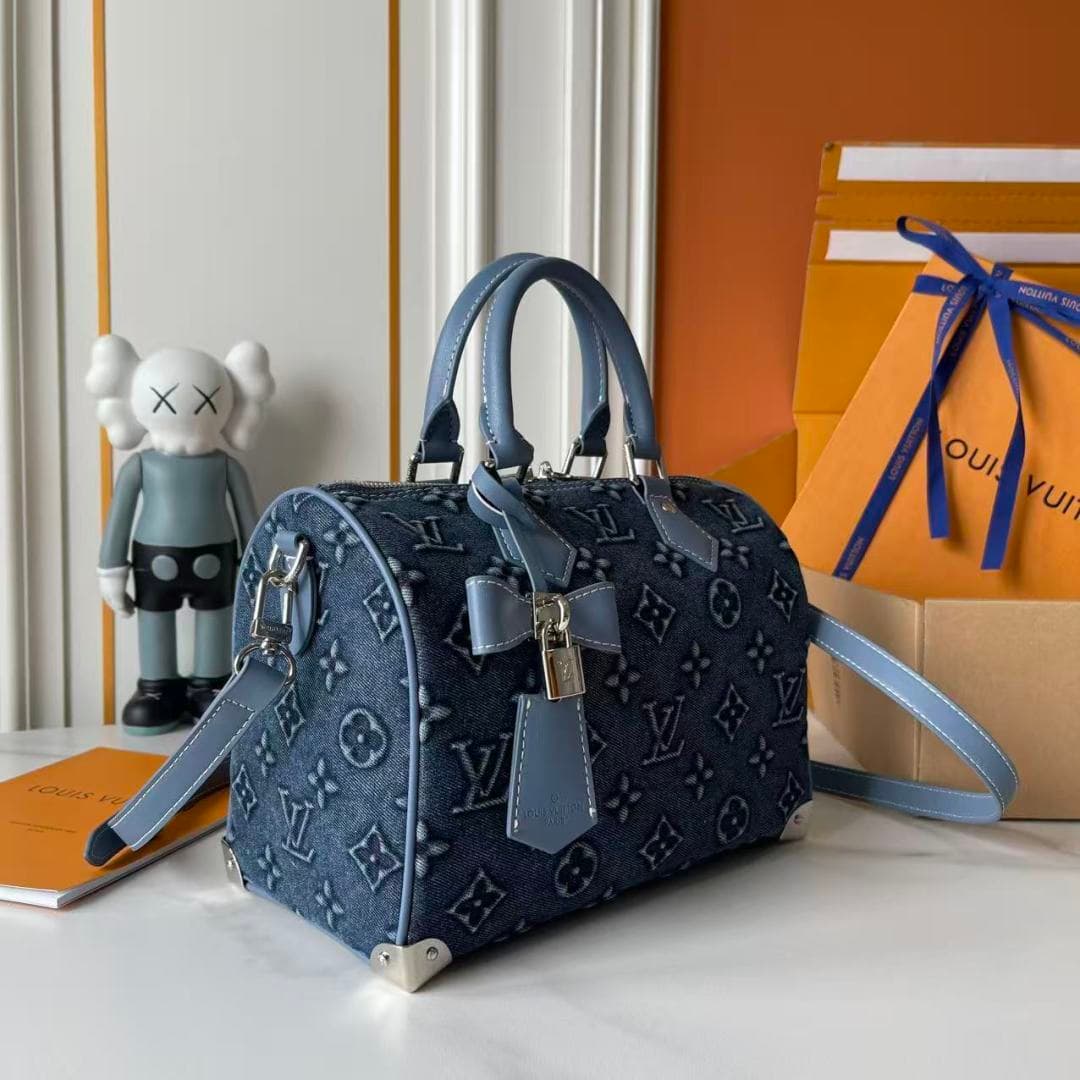 C4993 Upgraded version    Embossed denim M13805-M13085-M13257 M13806 40391 40390lv Denim embossed pillow bag NANOSPEEDY Handbag This Nano Speedy handbag features Monogram canvas and cowhide leather trim prints, presented in twelve colors – white and black — image 2