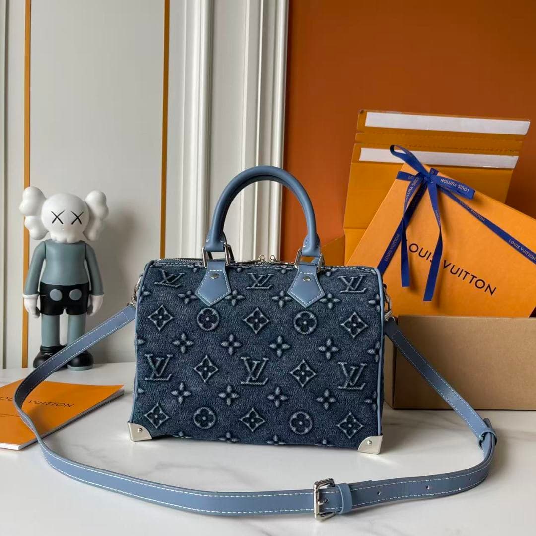 C4993 Upgraded version    Embossed denim M13805-M13085-M13257 M13806 40391 40390lv Denim embossed pillow bag NANOSPEEDY Handbag This Nano Speedy handbag features Monogram canvas and cowhide leather trim prints, presented in twelve colors – white and black — image 4