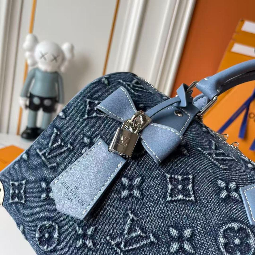 C4993 Upgraded version    Embossed denim M13805-M13085-M13257 M13806 40391 40390lv Denim embossed pillow bag NANOSPEEDY Handbag This Nano Speedy handbag features Monogram canvas and cowhide leather trim prints, presented in twelve colors – white and black — image 6