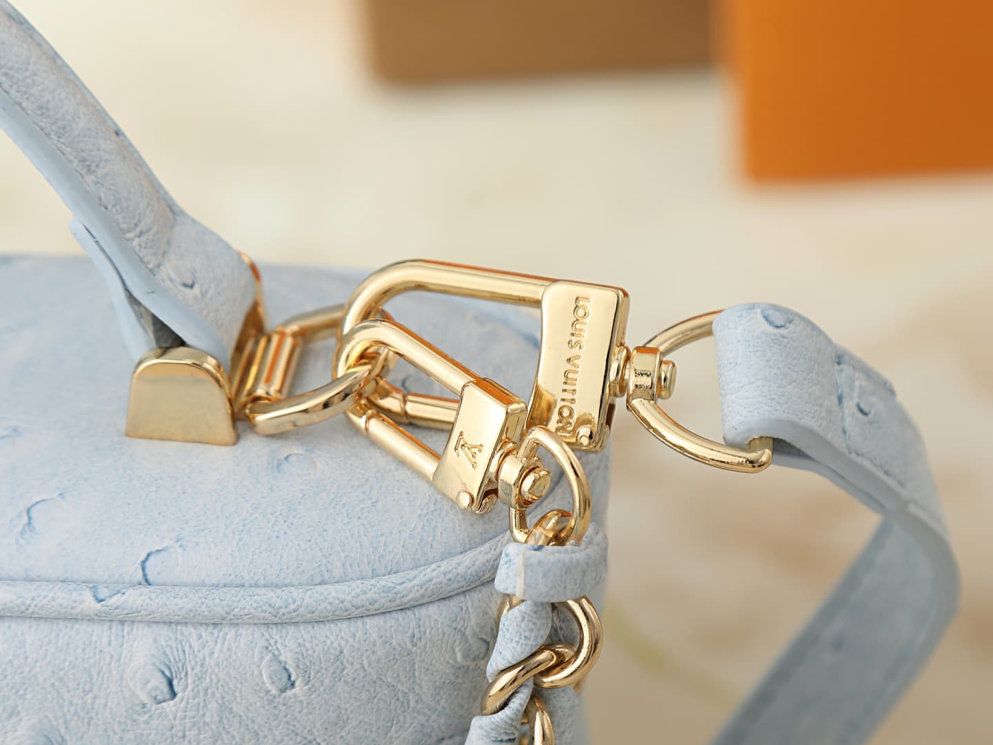 C5154 💰 Upgrade the original N85911, N85806, N85820, M47125 models. The “Ostrich Pattern Vanity Chain Pouch” is inspired by traditional makeup boxes, reflecting the spirit of travel. This exquisite and thin bag features a handle on top decorated with a go — image 6