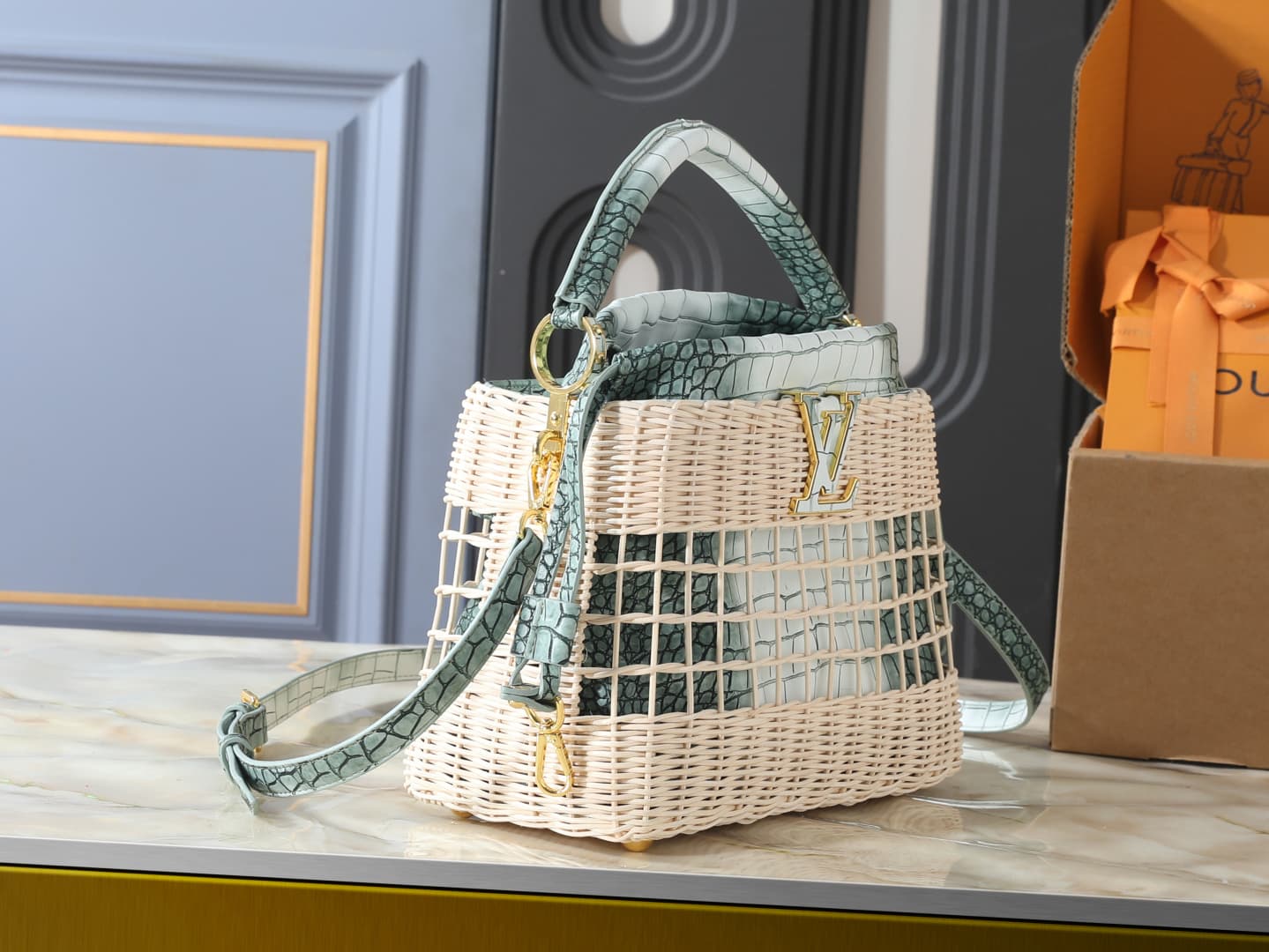 C5007 💰 Guangzhou product – top-tier original collection: M85481, N30101, N89949. This Capucines BB handbag belongs to the Rattan series. It features a flap design and a Louis Vuitton Monogram pattern, creating a unique style for the season. The same leat — image 2