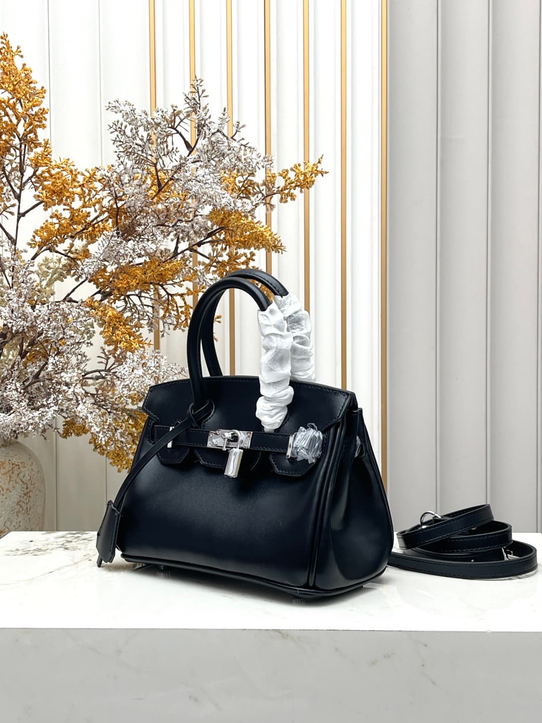 C4897 Birkin20cm💰 Black-Silver | At the end of Pupi, there’s a box with a high-end feel 🖤||👜 Hermès birkin20 black-silver box leather — image 2