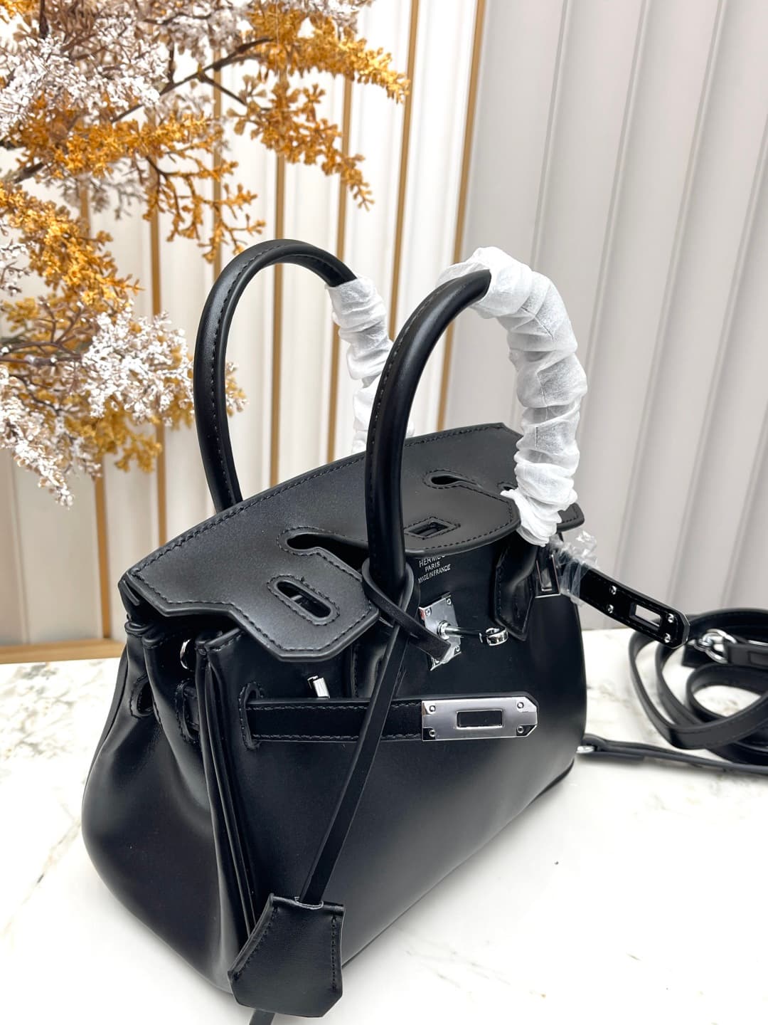 C4897 Birkin20cm💰 Black-Silver | At the end of Pupi, there’s a box with a high-end feel 🖤||👜 Hermès birkin20 black-silver box leather — image 7