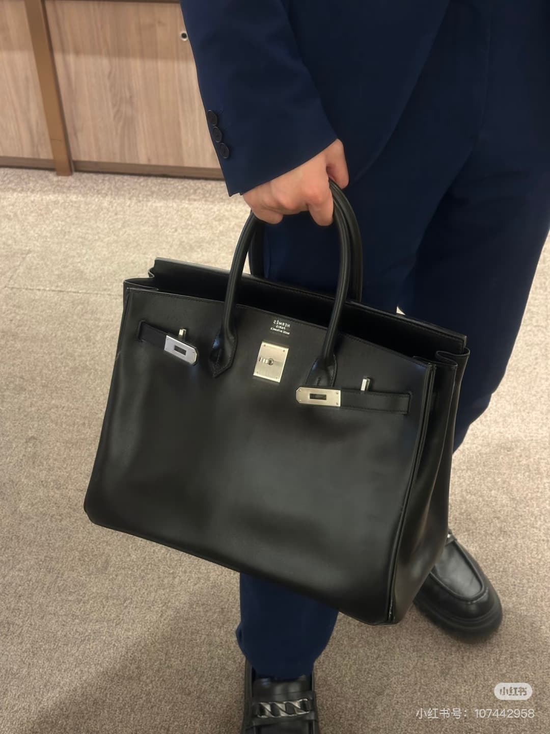 C4894 Birkin35cm Black Silver | At the end of Pupi, there’s a box with a high-end feel 🖤||👜 Hermès birkin30 Black Silver box leather — image 4