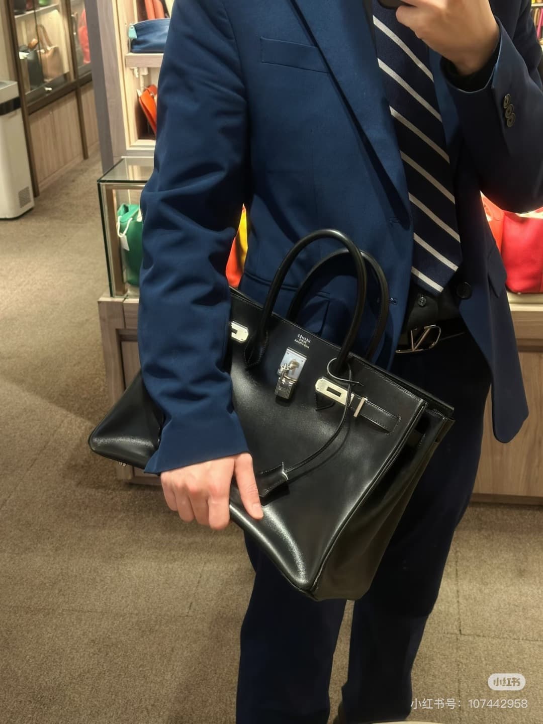 C4894 Birkin35cm Black Silver | At the end of Pupi, there’s a box with a high-end feel 🖤||👜 Hermès birkin30 Black Silver box leather — image 5