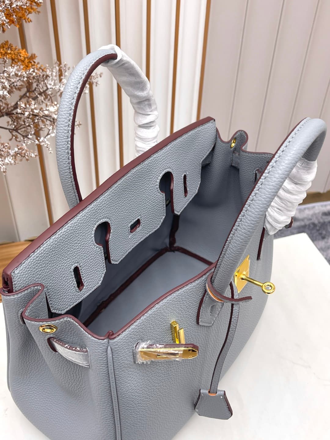 C4916 Gold clasp (30cm)(25cm)(20cm) Hermes Birkin platinum bag — image 8