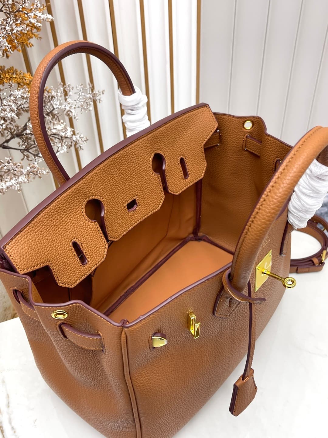 C4915 Gold clasp (30cm)(25cm)(20cm) Hermès Birkin platinum bag — image 7