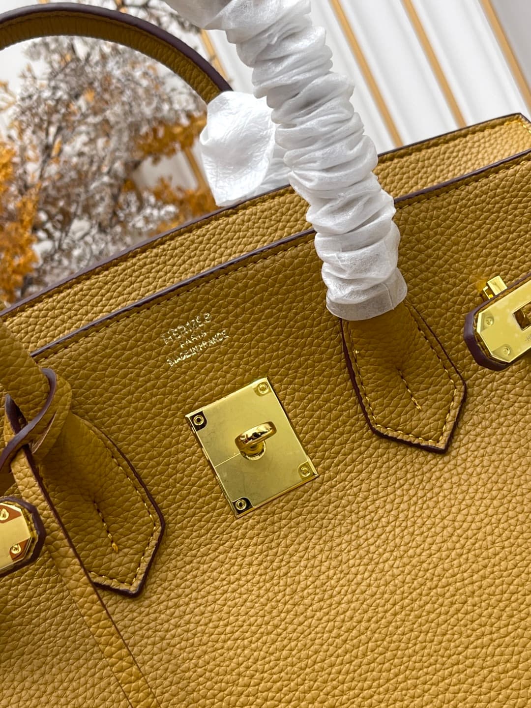 C4914 Gold clasp (30cm)(25cm)(20cm) Hermès Birkin platinum bag — image 6