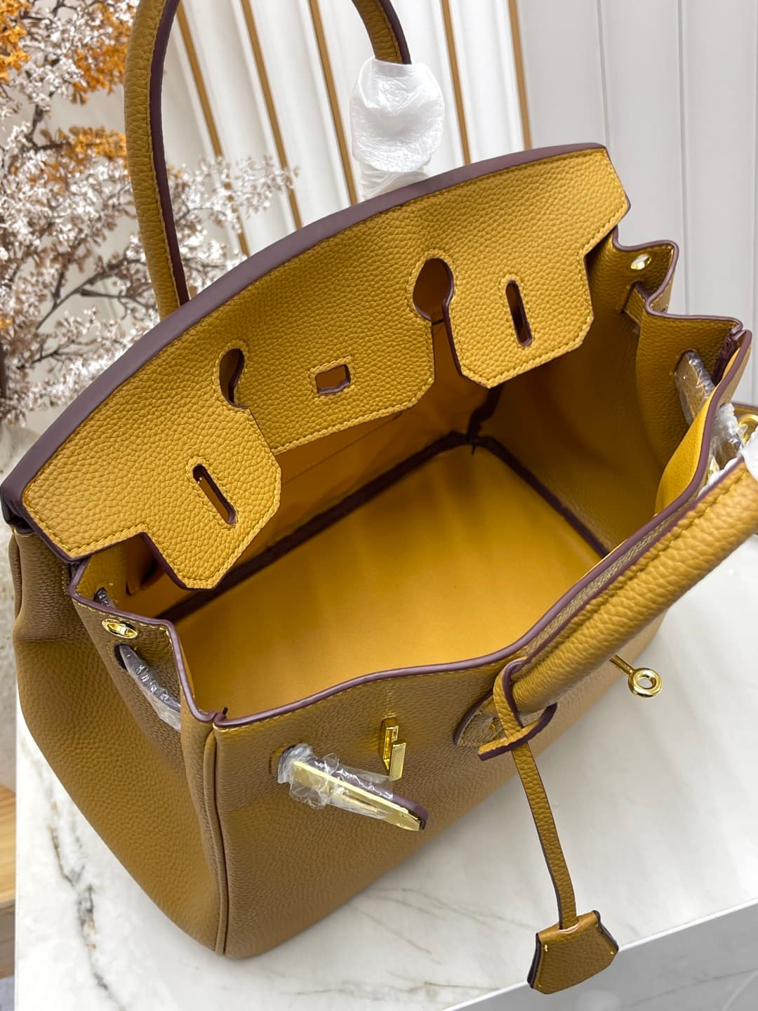 C4914 Gold clasp (30cm)(25cm)(20cm) Hermès Birkin platinum bag — image 8