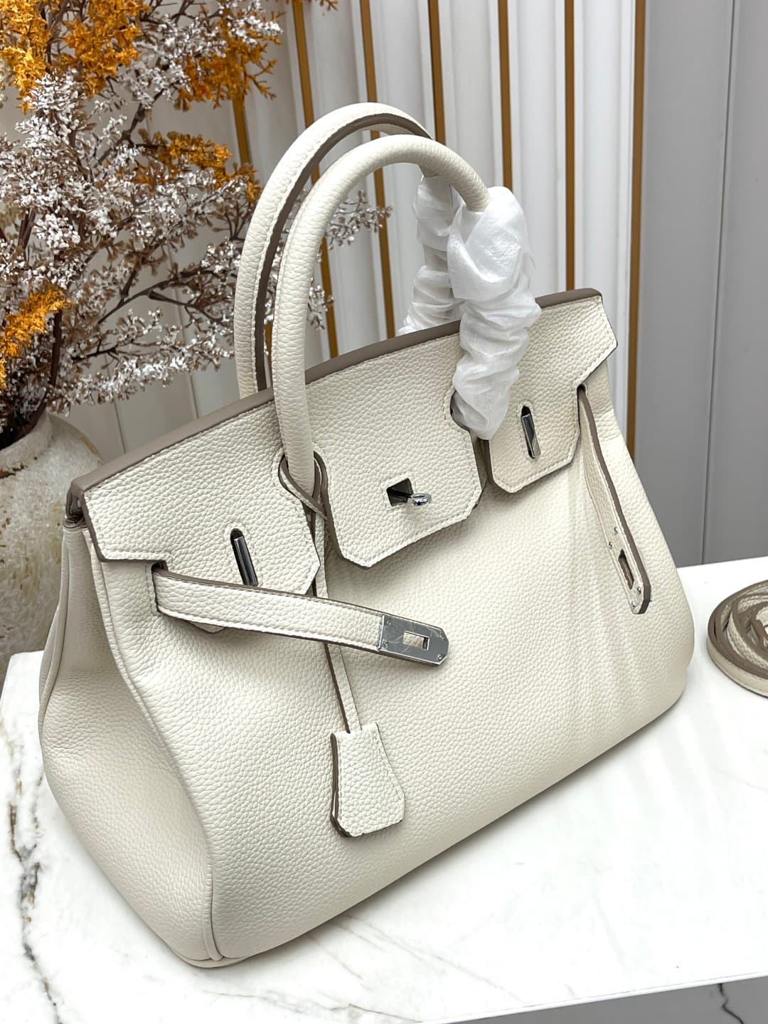 C4909 Silver clasp (30cm)(25cm)(20cm) Hermes Birkin platinum bag — image 6