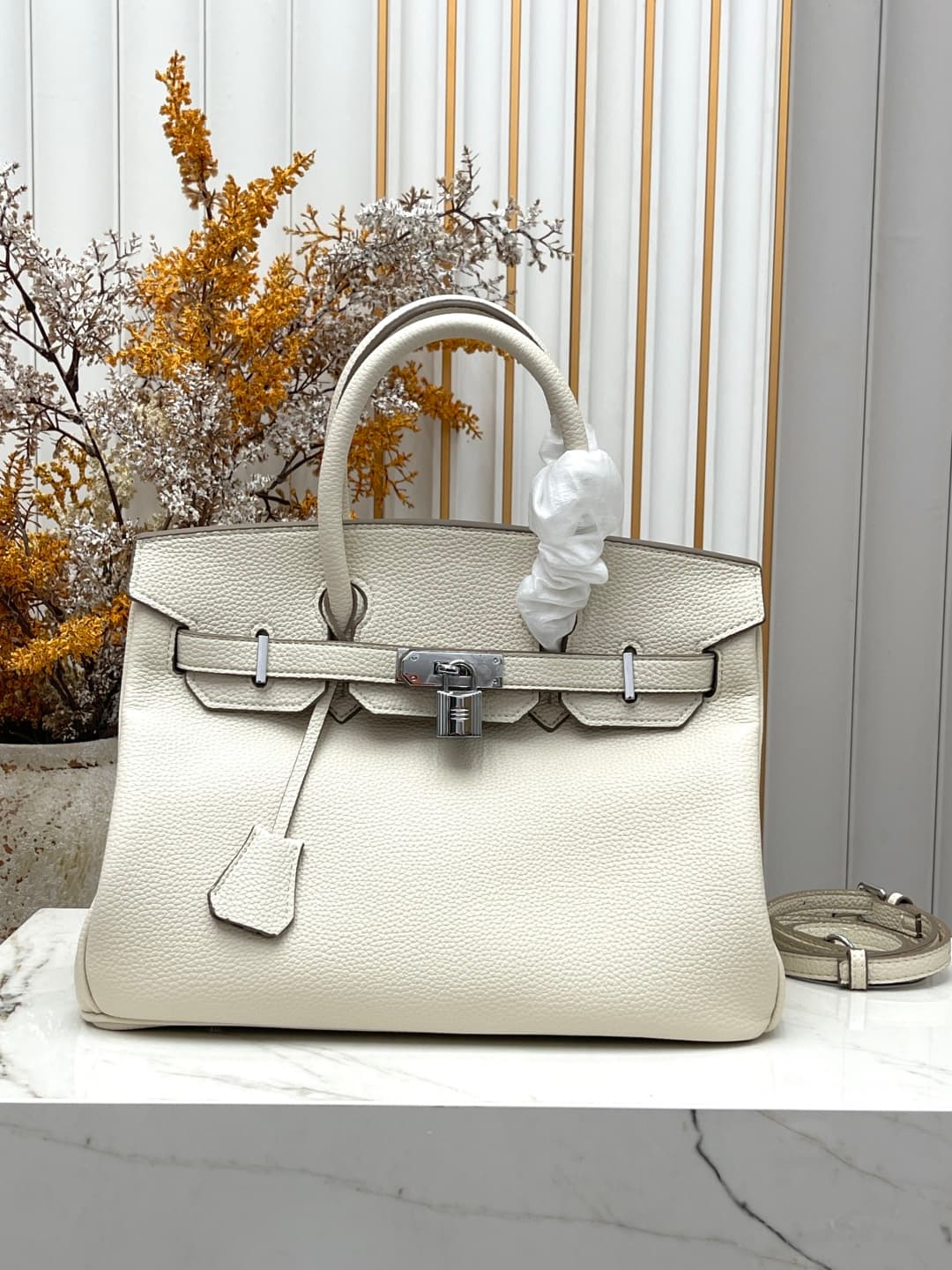 C4903 Silver clasp (30cm)(25cm)(20cm) Hermès Birkin platinum bag — image 6